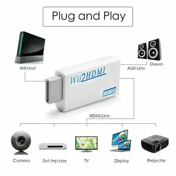 Wii Su HDMI suderinamus Konverteris Adapteris Wii2 Konverteris 3.5 mm Audio PC HDTV Ekranas Paramos NTCS 480i 480p PAL576i