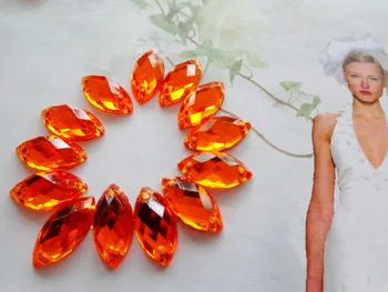 300pcs 6*12mm Navette formos flatback Siūti ant akmens oranžinės spalvos perlas akrilo kristalų masės diamond