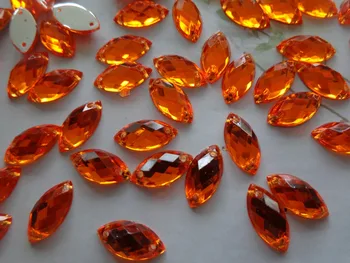 300pcs 6*12mm Navette formos flatback Siūti ant akmens oranžinės spalvos perlas akrilo kristalų masės diamond