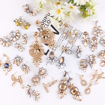 27 modeliai gold crystal stud auskarai su cinko lydinio moterų kristalų auskarai mados gėlių auskarai, juvelyriniai dirbiniai didmeninė