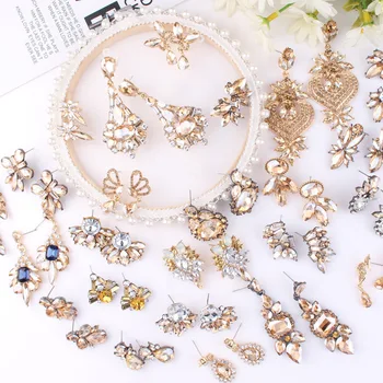 27 modeliai gold crystal stud auskarai su cinko lydinio moterų kristalų auskarai mados gėlių auskarai, juvelyriniai dirbiniai didmeninė