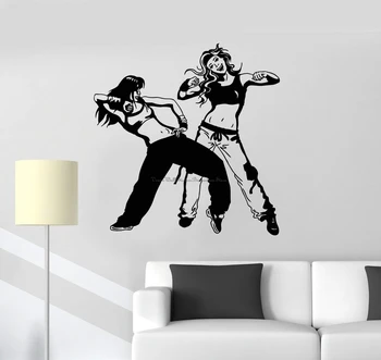 Šokis hip-hopo vinilo sienos lipdukai seksuali pora šokėjų šokių paauglių mergaičių kambario duris, dekoratyviniai lipdukai dovanas vaikams W2