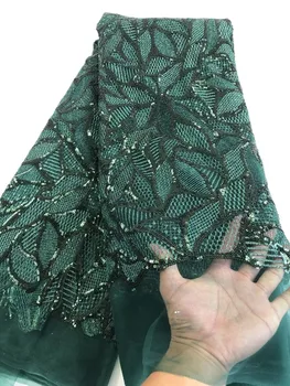2020 m. naujo dizaino mados siuvinėjimo tinklelio tiulio nėrinių su akmenimis audinio suknelė Afrikos audinio didmeninė tiulio net raišteliais