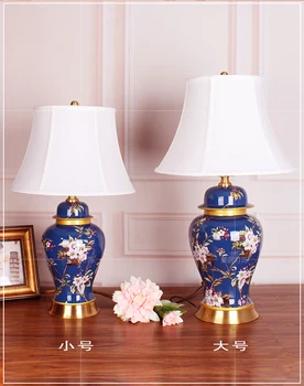 Europos Retro Stiliaus Gėlių Sodas Keramikos mėlyna Stalo Lempos Miegamojo, Naktiniai staleliai, Lempa kambarį tyrimas
