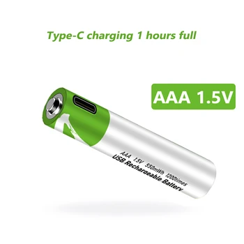 Tipas-C Uosto Įkraunamos AAA Ličio Baterija 1.5 V Baterijos 550mWh Didelės Talpos nuolatinė Įtampa Greitai Įkrauti Daugkartinio naudojimo Baterijos