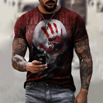 Geriausi vyriški Harajuku mados T-shirt 3D asmenybės kaukolė spausdinti marškinėliai Harajuku atsitiktinis sporto top Vyrų negabaritinių streetwear