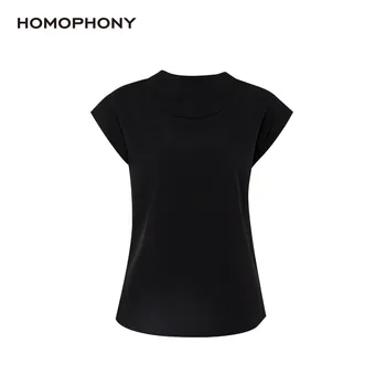Homophony Moteris, T-Marškinėliai, Mados Mini Rankovės Mabdarin Apykaklės Elegantiškas Viršūnes Moterų Drabužių Derliaus Atsitiktinis Frau T-Shirts