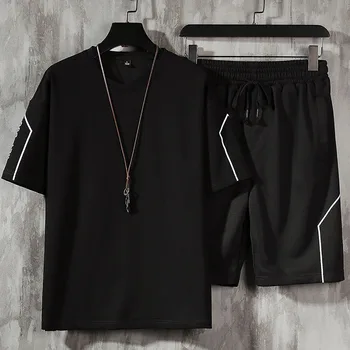 Vyriški Marškinėliai ir Trumpi Vyrų Vasaros Atsitiktinis trumpomis Rankovėmis Viršūnės ir Kelnės, Kostiumai Nauji Sportiniai Bėgimo Nustatyti Streetwear Viršūnes Tshirts