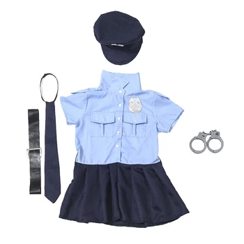 2021 Policijos Pareigūnas Kostiumas Cosplay Mergaičių Helovinas Kostiumas Vaikams Vaikų Dienos Šalis Dress Aukštyn