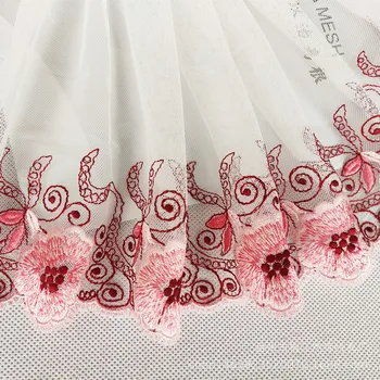 2Yards Gėlių LaceTrim Vestuvių Suknelė Rožinės spalvos Nėrinių Juostele Audinio Aplikacijos Baby 