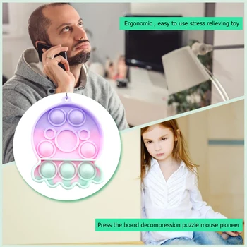 Fidget Žaislai Keychain Streso pagalbos Ranką Vaikams Įspūdį Autizmo Specialiųjų poreikių Suaugusiųjų Antistress Paprasta Dimple Stumti Burbulas Žaislas