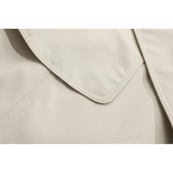 2021 m. Rudenį Elegantiškas Ilgas Moterų Tranšėjos Paltai V Kaklo Atsitiktinis, Kietas Prarasti Nėriniai-Up Long Sleeve Anglija Švarkelis Moterų viršutinių drabužių siuvimas