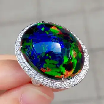 Nauji Papuošalai Moterų Prabangos Imitacija Natūralus Didelių Spalvingų Opall Žiedas Deimantas-Įterptųjų Mados Lightbanquet Vestuvių Žiedai