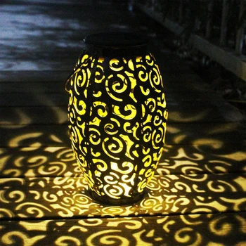 LED Saulės Geležies Meno Tuščiaviduriai Žibintų Šviesos Nešiojamą Kabinti Projektoriaus Lempa Saulės Šviesą Lauko Dekoratyvinės Lempos Sodo Kieme