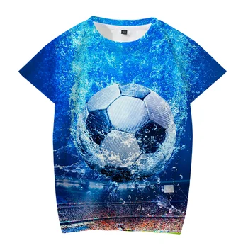 4-14 Metų amžiaus 2021 M. Vasaros Vaikų Mados 3D T-Marškinėliai Berniukams, Mergaitėms Cool Blue Vandens Futbolo Juokinga Spausdinti Futbolo Vaikas Marškinėlius drabužiai