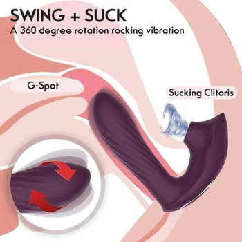 Naujas 360° Besisukantis Čiulpti Vibratoriai Vaginos Dildo Moterų 10 Greičių Vibracijos G Spot Klitorio Stimuliacijos Sekso Žaislai Moterims