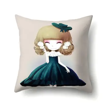 Animacinių Merginų Spausdinti pagalvėlė padengti 45*45 pagalvėlės Pagalvių užvalkalai Poliesteris užvalkalas namų dekoro pagalvių užvalkalus kd-0144