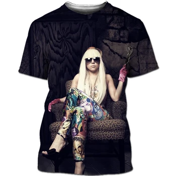 NISDCIHD Superžvaigždė Lady Gaga Mados T-shirt 3D Spausdinimo Star vyriški Music Tee Hip-Hop vyriški Marškinėliai Seksuali Dainininkė Streetwear