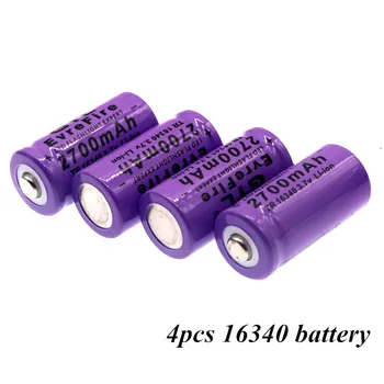 Originalus 16340 CR123A Baterijos 16340 Baterija 2700mAh 3.7 V, Li-ion Įkraunama Baterija+16340 Įkroviklis