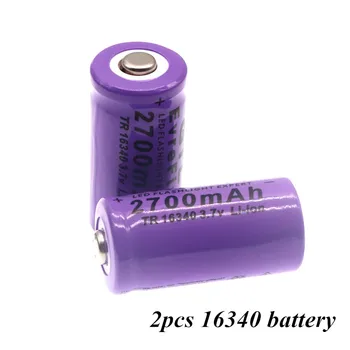 Originalus 16340 CR123A Baterijos 16340 Baterija 2700mAh 3.7 V, Li-ion Įkraunama Baterija+16340 Įkroviklis