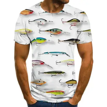 Nauja vasaros 3D atspausdintas žuvų modelis vyrų ir moterų laisvalaikio T-shirt Mados tendencija jaunimo kietas vyriški t-shirt Hip-hop trumpas rankovės alt
