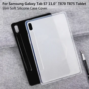 Case For Samsung Galaxy Tab S7 11.0 Colių T870 T875 Slim Minkštos TPU Tablečių Dangtelis Juodas Aišku, atsparus smūgiams Apsauginis Atvejais #BE2