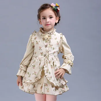 Vaikų Mergaičių Drabužių rinkinius, 2021 m. pavasarį nauja mergina, Retro palto + suknelė dviejų dalių kostiumas rusijos palace ispanijos princesė vaikų kostiumas
