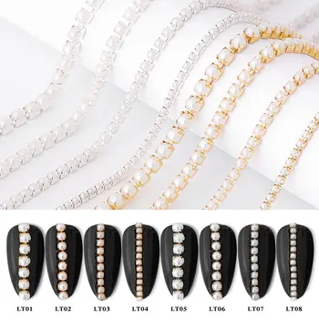 Aukštos Kokybės Naujas Mados Perlų Metalų Lydinio, 25cm Ilgio Nagų Dekoravimo, Grandinės DIY Nail Art Jewelry Apdailos Reikmenys