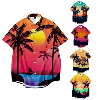Kokoso Medis Spausdinti Marškinėliai Vyrams Trumpomis Rankovėmis Atsitiktinis Negabaritinių Marškinėliai Vasaros Paplūdimys Atostogų Havajuose Camisas Atostogų Havajų Camisa