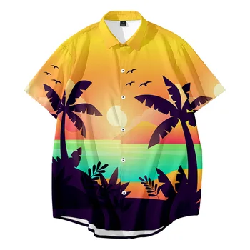Kokoso Medis Spausdinti Marškinėliai Vyrams Trumpomis Rankovėmis Atsitiktinis Negabaritinių Marškinėliai Vasaros Paplūdimys Atostogų Havajuose Camisas Atostogų Havajų Camisa