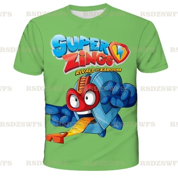 Super Zings Bamblys Tees Spausdinti Merginos Juokingi Raudoni marškinėliai Superzings Vaikų 2021 Paauglių Vasaros Drabužiai Vaikams, Drabužiai Mergaitėms, Topai
