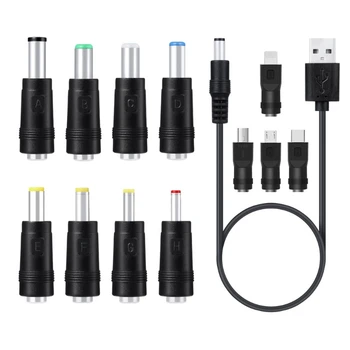 12in1/10in1 USB 5V 5.5x2.1mm 2.5/3.5/4.0/4.8/6.4 mm Mini USB Tipo C Micro USB 8Pin Kabelis, telefono smart elektroninių įkrovimas