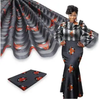 Aukštos kokybės Organza šilko audinys 4yards+2 metrų juostelės šilko medžiaga, skaitmeninis afrikos spausdinti šilko audinio suknelė