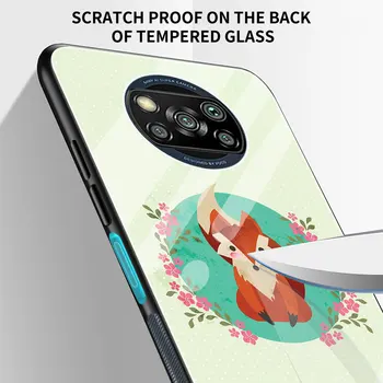 Anime Juokinga Foxs Mielas Grūdintas Stiklas Telefoną Atveju Xiaomi Mi Poco X3 NFC 11 9T 10T Pro 10 Pastaba Lite Hard Galinį Dangtelį Coque Funda
