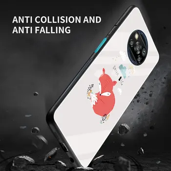 Anime Juokinga Foxs Mielas Grūdintas Stiklas Telefoną Atveju Xiaomi Mi Poco X3 NFC 11 9T 10T Pro 10 Pastaba Lite Hard Galinį Dangtelį Coque Funda