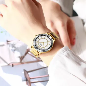 CURREN Moterų Laikrodžiai Žavinga Kvarcas, kalnų krištolas Žiūrėti Fashion Laikrodžiai Moterims Nerūdijančio Plieno Juosta Laikrodis