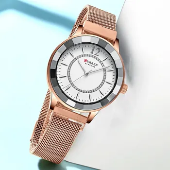CURREN Moterų Laikrodžiai Žavinga Kvarcas, kalnų krištolas Žiūrėti Fashion Laikrodžiai Moterims Nerūdijančio Plieno Juosta Laikrodis