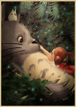 Retro stiliaus art deco tapybos Japonijos populiarus anime Hayao Miyazaki darbų Spirited Away ir kitus darbus, Drobė plakatas o43