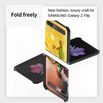 Mažasis Princas Ir Lapė Juoda PC Hard Cover For Samsung Galaxy Z Apversti 5G Mobilųjį Telefoną Atveju ZFlip 6.7