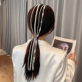 Pearl plaukų aksesuarų, kutas grandinės staigius viršuje įrašą susieti plaukų drei plaukų aksesuarai kietas