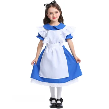 Alice Blue Mergaitės Veiklos Prom Šalies Išgalvotas Kostiumų Princesė Alice ' s Adventures In Wonderland Kambarinės Drabužių