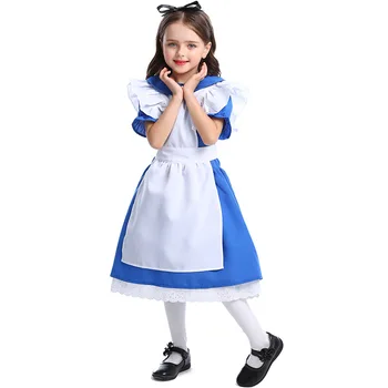 Alice Blue Mergaitės Veiklos Prom Šalies Išgalvotas Kostiumų Princesė Alice ' s Adventures In Wonderland Kambarinės Drabužių
