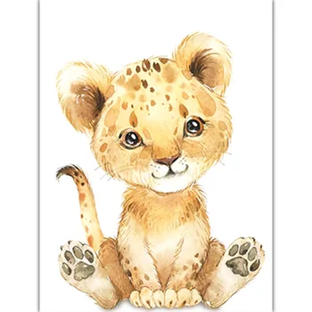 Akvarelė Gyvūnų Plakatas A4 Dramblys Ir Tigras Mielas Animacinių Filmų Darželio Vaikų Kambario Dekoratyvinis Dažymas Kūdikio Kambario Dekoro Žavinga