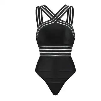 Seksualus Juodas Dryžuotas Vienas Gabalas Bikini Moterų Tvarstis Push Up Monokini maudymosi Kostiumėliai maudymosi kostiumėlis Beach Trikampis Maudymosi Kostiumas