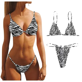 Maudymosi Kostiumėliai, Naujos Moterų 2021 Seksualus Micro Bikini Brazilijos Juoda Zebra G-String Thong Maudymosi Besimaudančių Maudymosi Kostiumas Iš Dviejų Dalių Rinkinys
