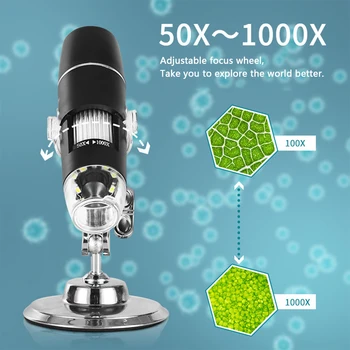 USB Skaitmeninis Mikroskopas 1600X Didinimo Endoskopą su Kamera 8 Led Rankinis Focu WIN XP/VISTA/už WIN7 Stendas, Liftas