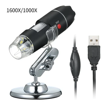 USB Skaitmeninis Mikroskopas 1600X Didinimo Endoskopą su Kamera 8 Led Rankinis Focu WIN XP/VISTA/už WIN7 Stendas, Liftas